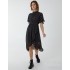 Blouson Wrap Skirt Ruffle Midi Dress