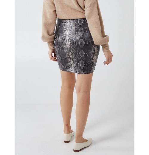 Snake Skin Faux Leather Skirt