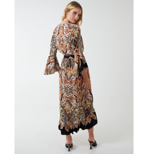 Paisley Wrap Kimono Style Hi Lo Dress