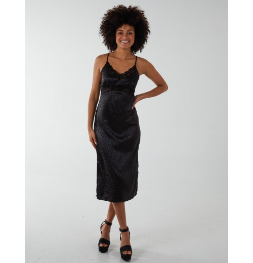 Jacquared Satin Slip Dress