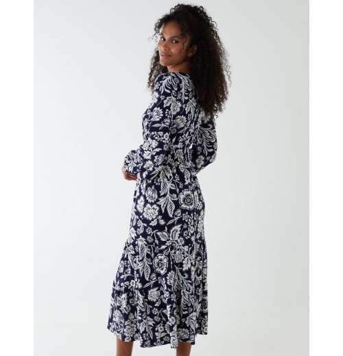 Floral Button Front Midi Dress