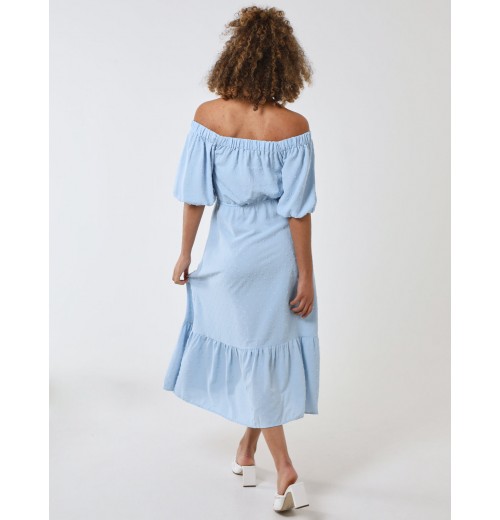 Bardot Button Through Midi Dress