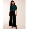 Wide Leg Textured Velour Trouser