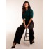 Wide Leg Textured Velour Trouser