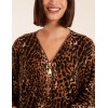 Zip Front Leopard Diamante Tunic Top