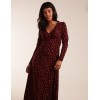 Leopard Print Wrap Front Ruched Midi Dress