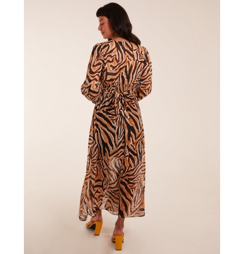 V Neck Animal Print Maxi Dress