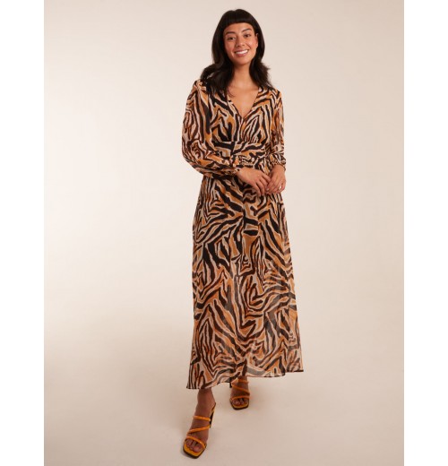 V Neck Animal Print Maxi Dress