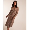 Snake Print Plisse Twist Front Dress