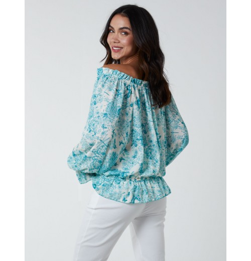 Butterfly Floral Print Gypsy Chiffon Blouse