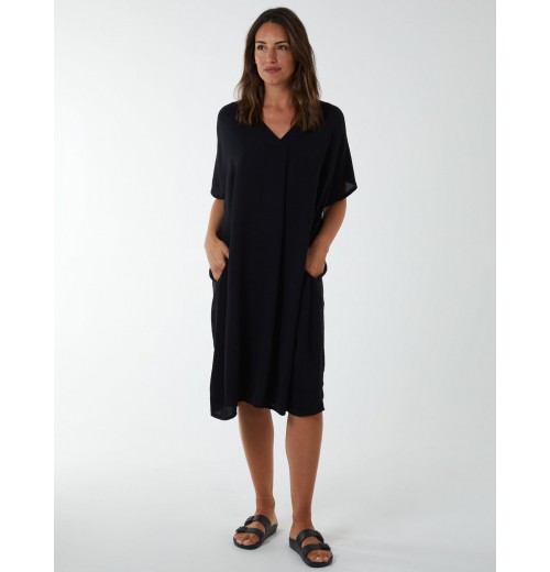 V Neck Long Tunic With Side Pockets