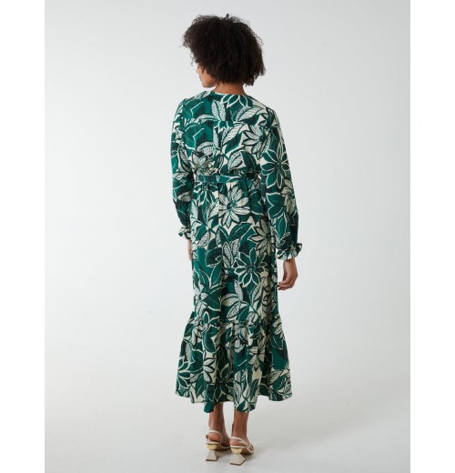 Abstract Floral Belted Maxi Dress