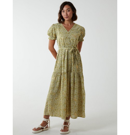 Belted Ditsy Maxi Dress