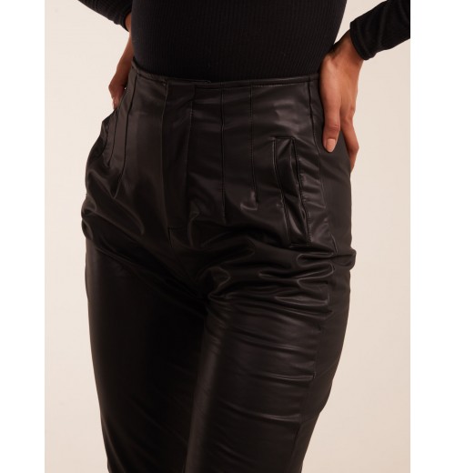 Matte Faux Leather Tailored Trouser