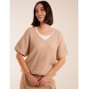 Puff Sleeve V-Neck Knit Top