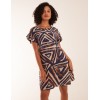 Aztec Printed Frill Sleeve Dress