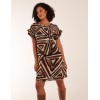 Aztec Printed Frill Sleeve Dress