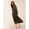 Drawstring Button Through Shirt Maxi Dress