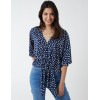 Abstract Spot Tie Front Batwing Top