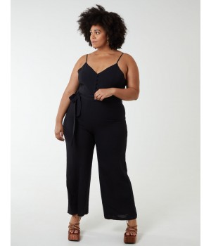 Curve Button Front Strappy Jumpsuit