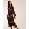 Godet Hem Frill Floral Cut Out Back Dress