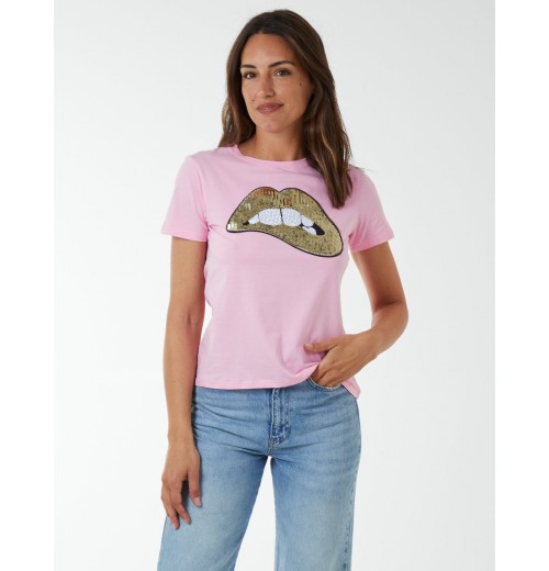 Sequin Lip Bite T-Shirt