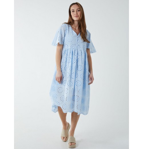 Broderie Angel Sleeve Midi Dress