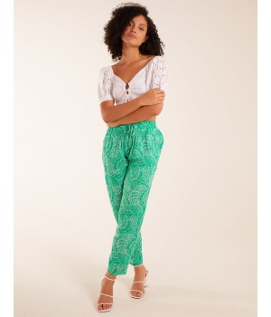 Leaf Print Capri Trousers