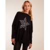 Leopard Star Print Button Back Batwing Top