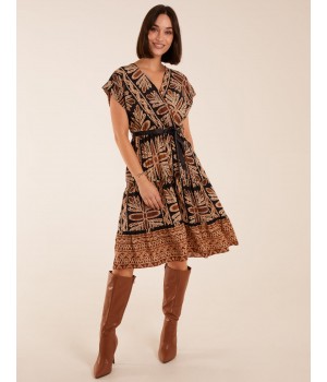 Tiered Crossover Printed Dress